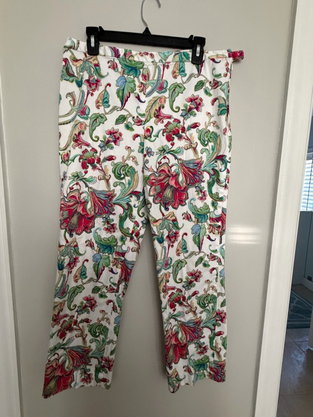 Lauren Ralph Lauren White Multicolor Cropped Pants - Paisley Print